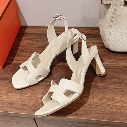 HOLY 75 SANDAL IN WHITE CREAM GRAINED CALFSKIN