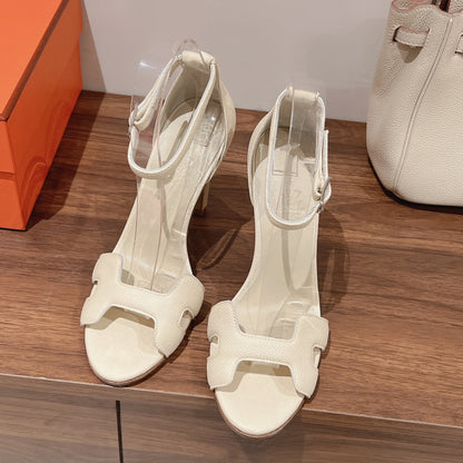 PREMIERE 115 SANDAL IN WHITE CREAM GRAINED CALFSKIN