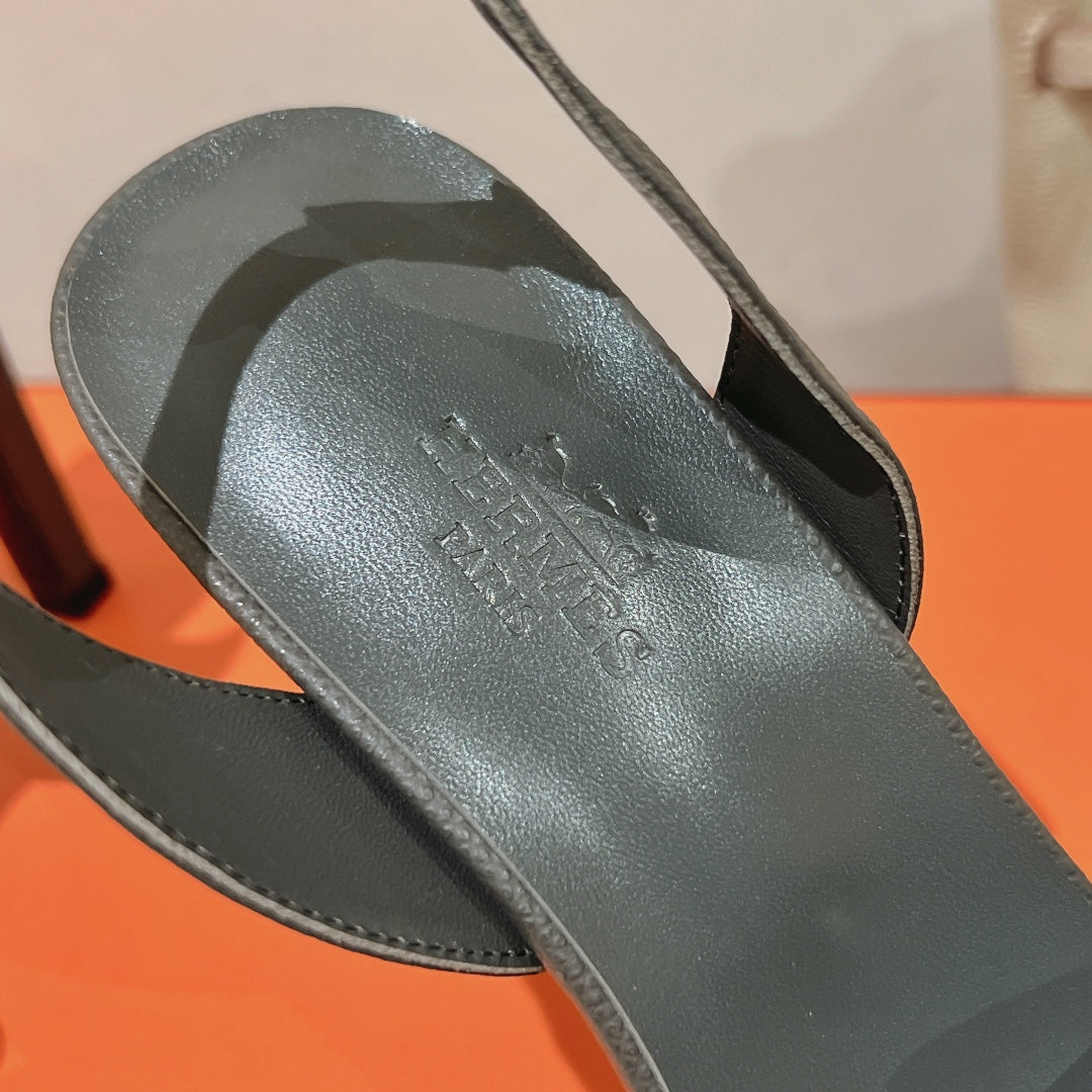 HOLY 105 SANDAL IN DARK GRAY GRAINED CALFSKIN