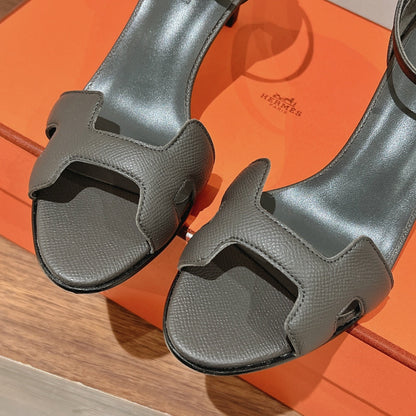 PREMIERE 70 SANDAL IN DARK GRAY CALFSKIN