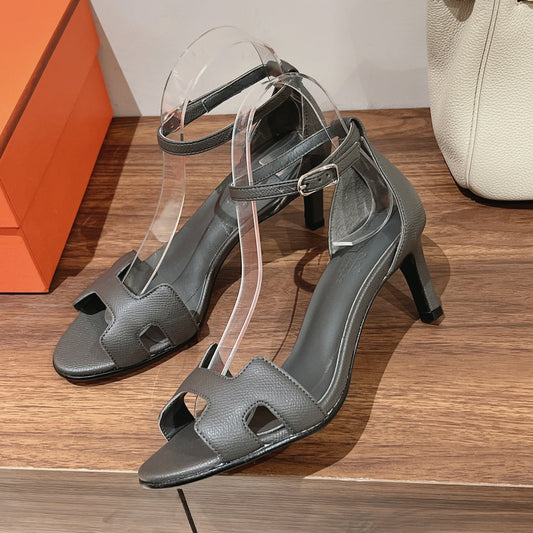 PREMIERE 70 SANDAL IN DARK GRAY CALFSKIN