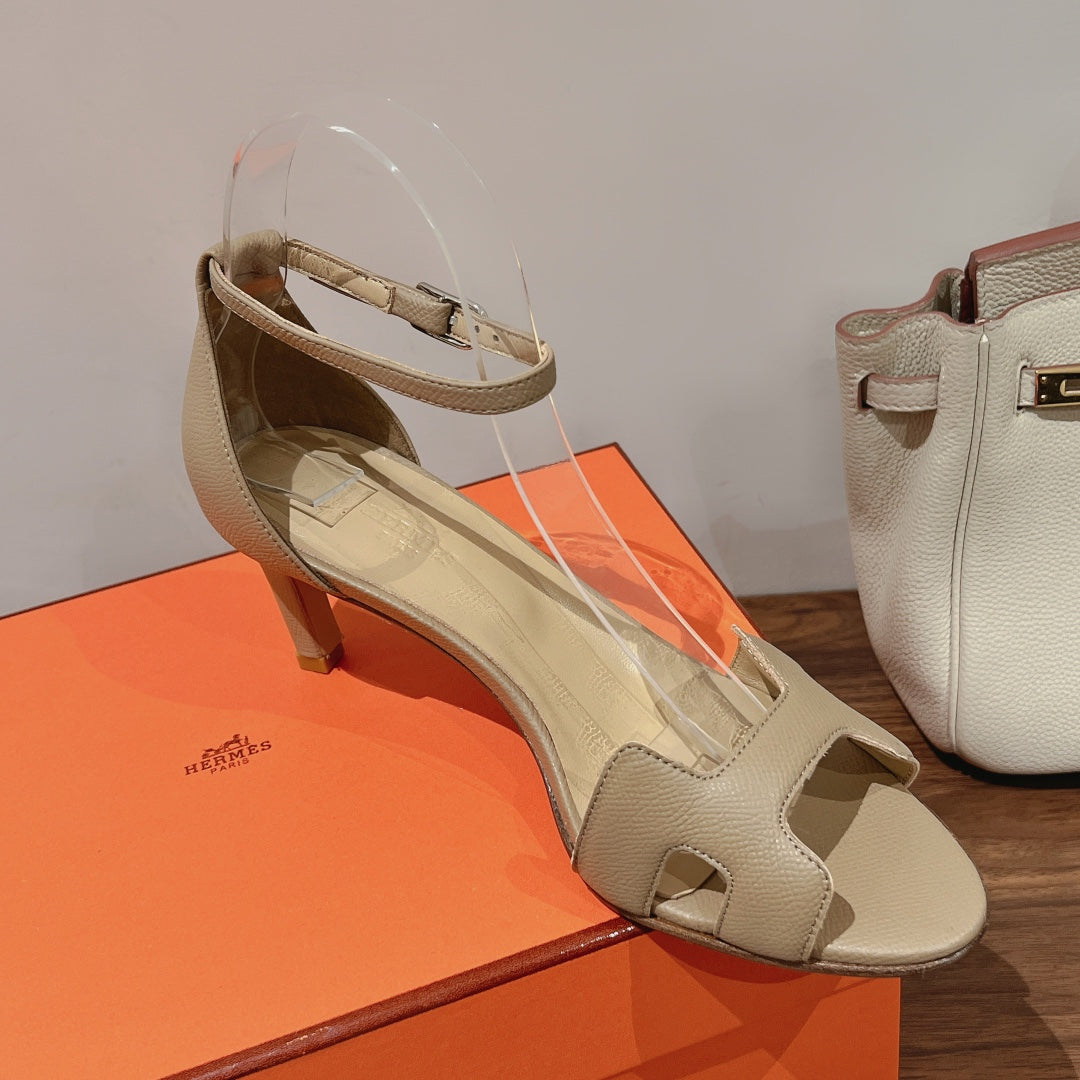 PREMIERE 70 SANDAL IN SAND BROWN CALFSKIN