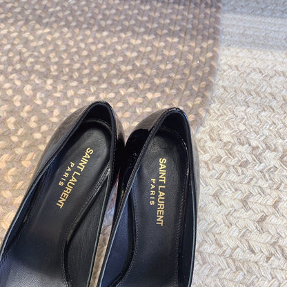 OPYUM RED HEEL PUMPS IN BLACK GLOSSY CALFSKIN