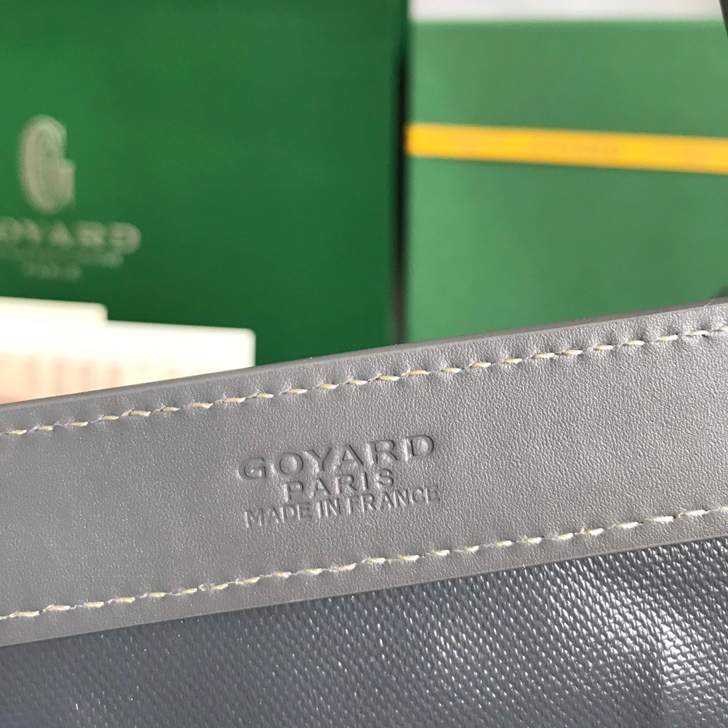 BELLECHASSE BIAUDE PM BAG 36 IN GRAY GOYARDINE CANVAS AND CALFSKIN TRIM