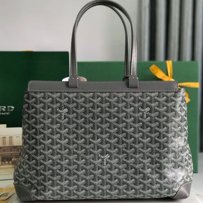 BELLECHASSE BIAUDE PM BAG 36 IN GRAY GOYARDINE CANVAS AND CALFSKIN TRIM