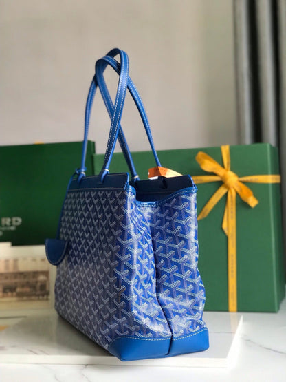 BELLECHASSE BIAUDE PM BAG 36 IN BLUE GOYARDINE CANVAS AND CALFSKIN TRIM