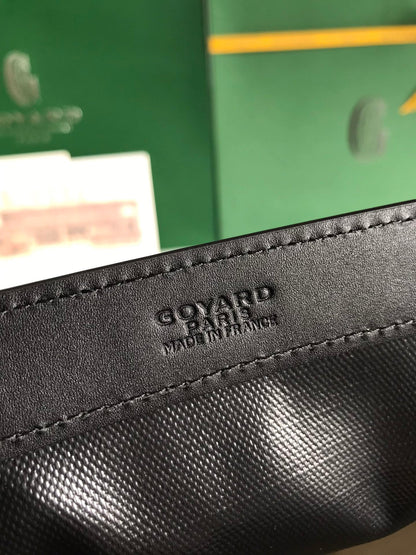 BELLECHASSE BIAUDE PM BAG 36 IN BLACK GOYARDINE CANVAS AND CALFSKIN TRIM