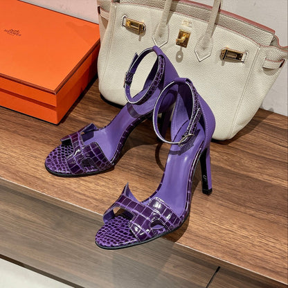 PREMIERE 105 SANDAL IN VIOLET PURPLE CROCODILE LEATHER
