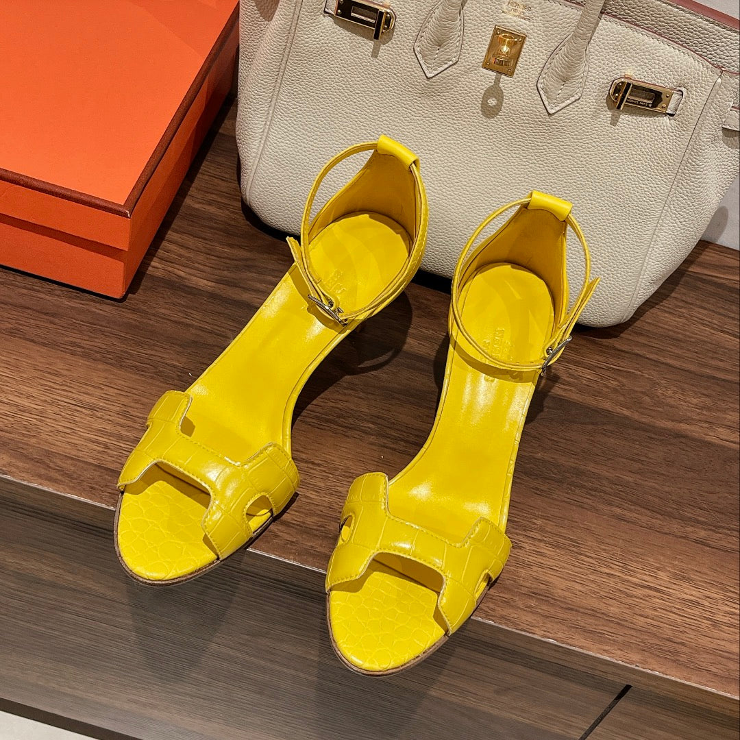PREMIERE 70 SANDAL IN BRIGHT YELLOW CALFSKIN