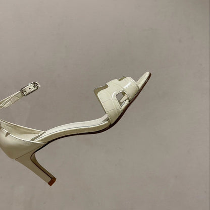 PREMIERE 70 SANDAL IN WHITE CALFSKIN