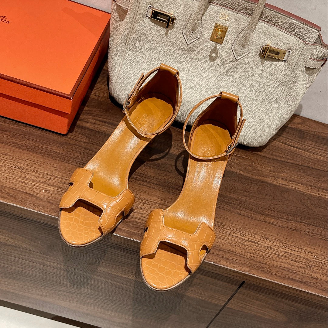 PREMIERE 70 SANDAL IN PEANUT BROWN CALFSKIN