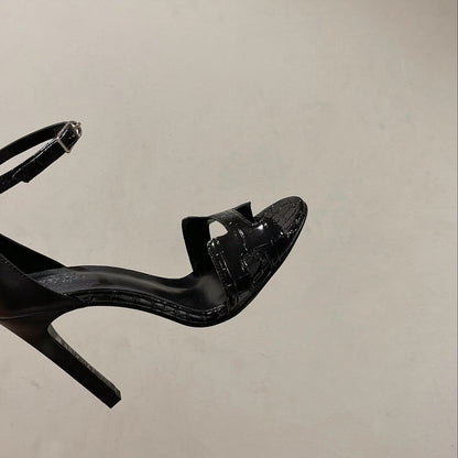 PREMIERE 115 SANDAL IN BLACK PATENT CALFSKIN
