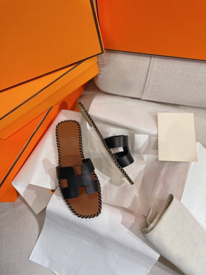 0RAN SANDAL Braided Calfskin BLACK