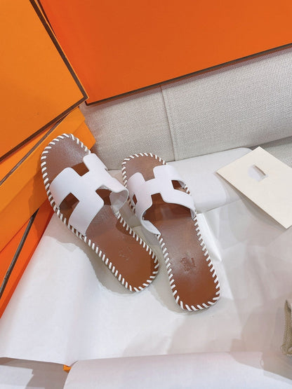 0RAN SANDAL Braided Calfskin WHITE