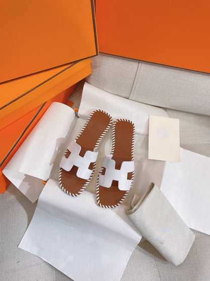 0RAN SANDAL Braided Calfskin WHITE