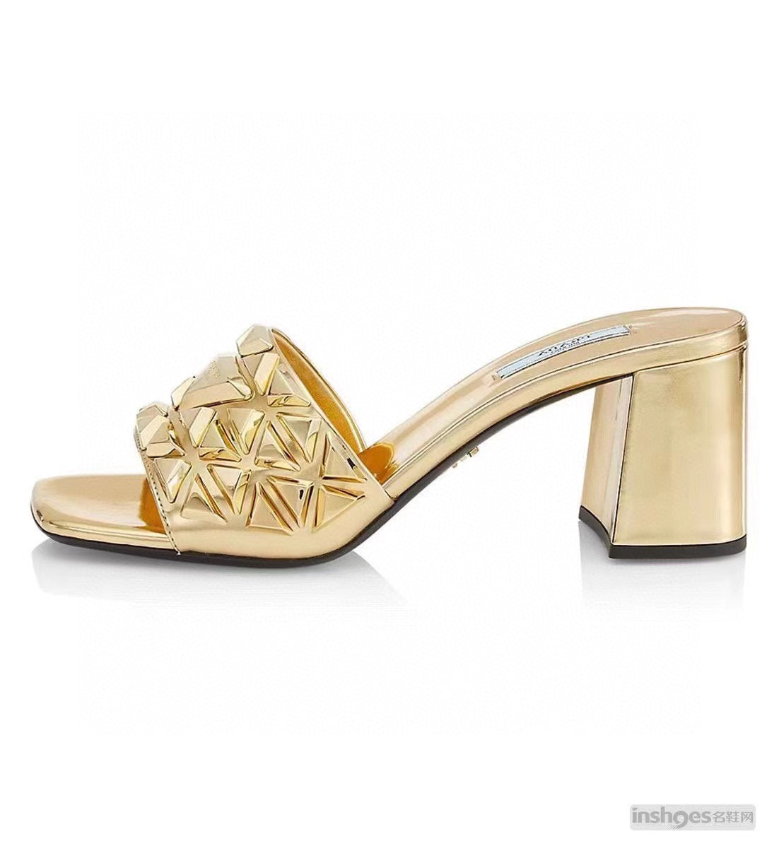 PRA EMBROIDERED SANDALS 65 METALLIC GOLD CALFSKIN