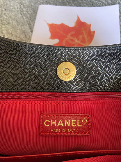 CC HOBO BAG 27 IN BLACK PEBBLED CALFSKIN