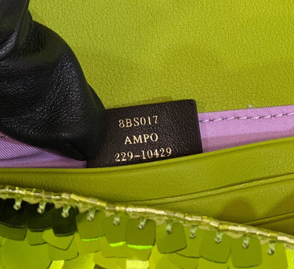 BAGUETTE MINI 19 IN LIMERICK GREEN SEQUINS GOLD HARDWARE