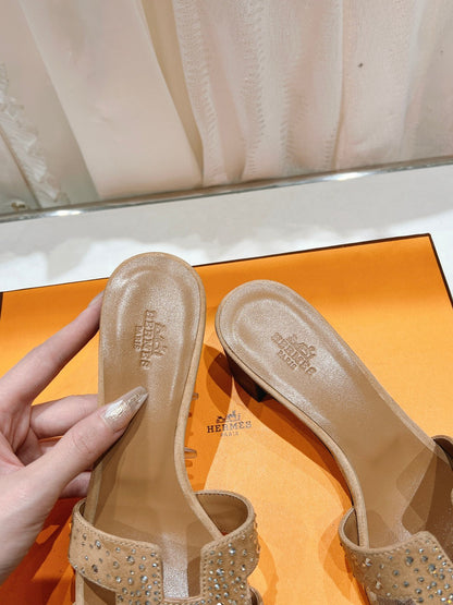 0ASIS SANDALS BRIGHT ORANGE LAMBSKIN ATTACH CRYSTAL