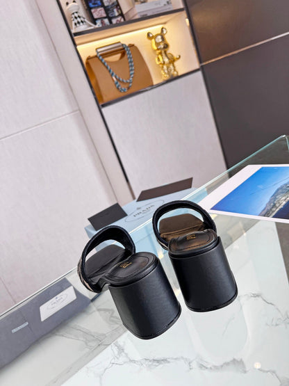 PRA EMBROIDERED SLIDES 65 BLACK AND BEIGE FABRIC