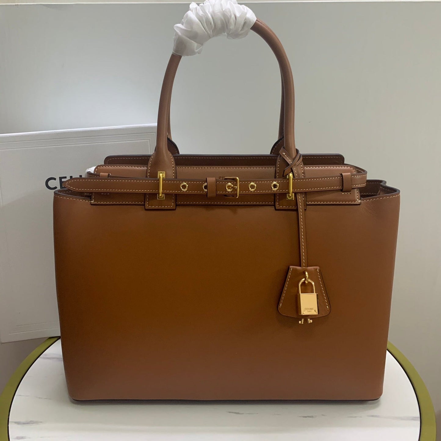 CONTI BAG 36 IN BRONZE BROWN CALFSKIN GOLD HARDWARE