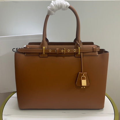 CONTI BAG 36 IN BRONZE BROWN CALFSKIN GOLD HARDWARE