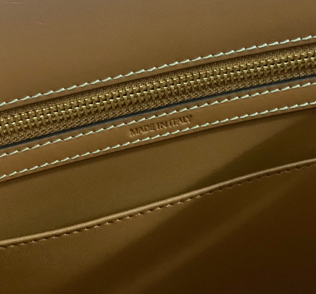 CONTI BAG 36 IN BRONZE BROWN CALFSKIN GOLD HARDWARE