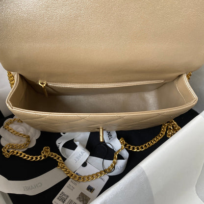 Flap Bag 24cm Gold Lambskin Gold Hardware