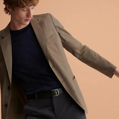 HM ROMAIN 35MM BELT BLACK LEATHER SILVER HARDWARE