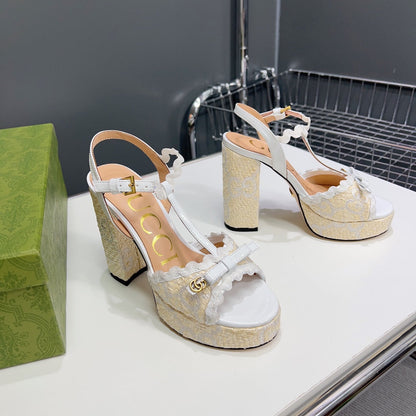 GG 105 HIGH HEEL SANDAL WHITE STRAW