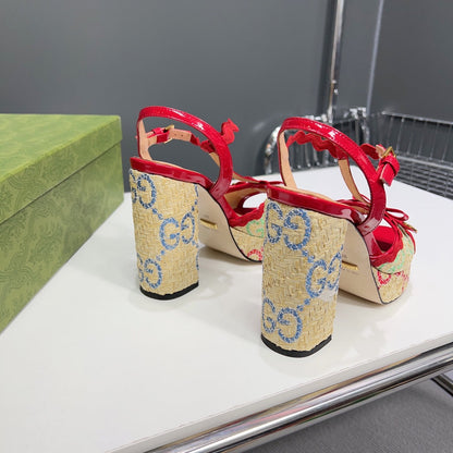 GG 105 HIGH HEEL SANDAL CRIMSON STRAW