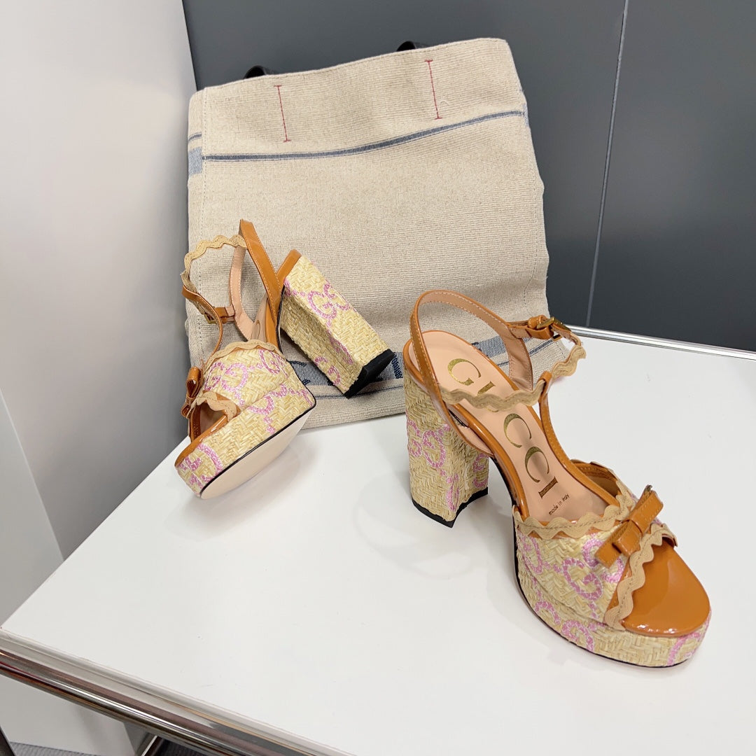 GG 105 HIGH HEEL SANDAL AMBER STRAW