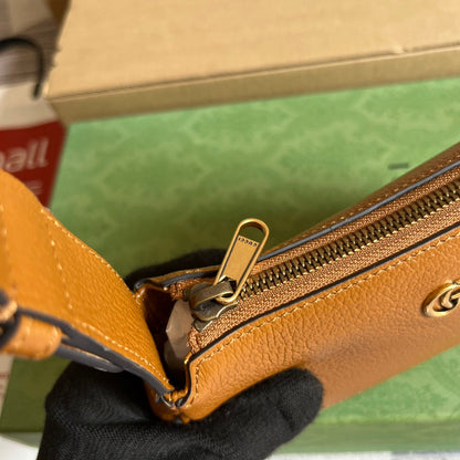 APHRODITE MINI 21 SHOULDER BAG IN CARAMEL BROWN CALFSKIN