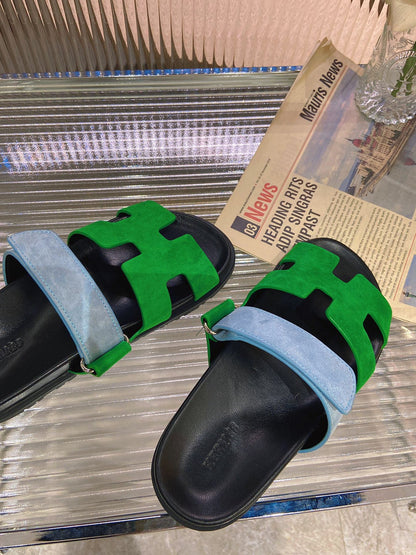 CHYPRE SANDAL GREEN MIX BLUE SUEDE