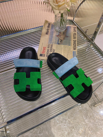 CHYPRE SANDAL GREEN MIX BLUE SUEDE