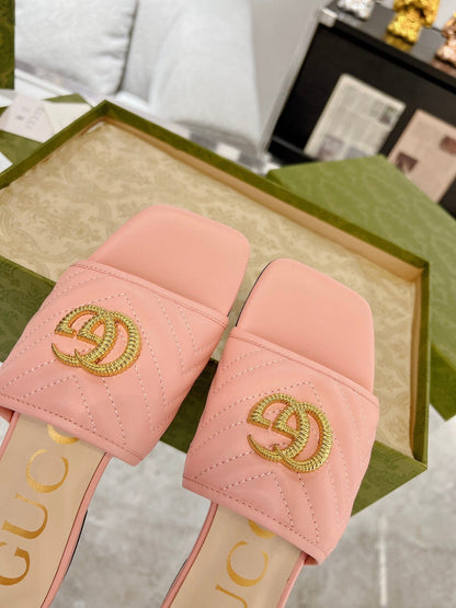 GG EXCLUSIVE SLIDE SANDAL LIGHT PINK CALFSKIN