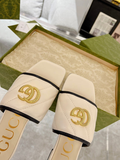 GG EXCLUSIVE SLIDE SANDAL IVORY CALFSKIN