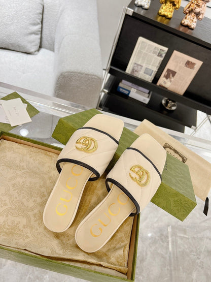 GG EXCLUSIVE SLIDE SANDAL IVORY CALFSKIN