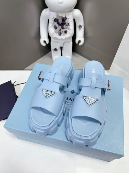 MONOLITH SLIPPER SANDALS IN SKY BLUE RUBBER