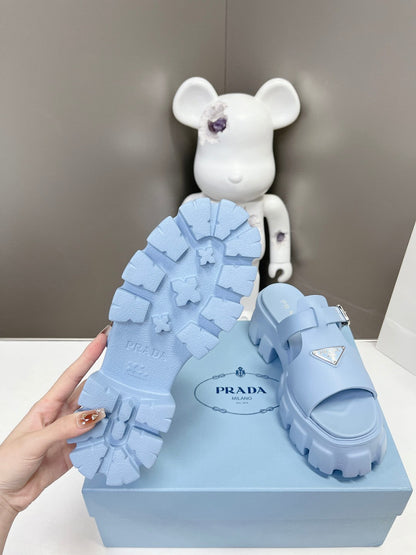 MONOLITH SLIPPER SANDALS IN SKY BLUE RUBBER