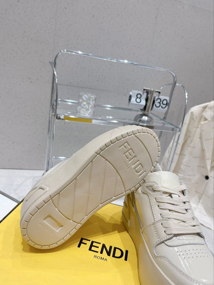 FENDI LOW-TOP TRAINER IN WHITE CALFSKIN