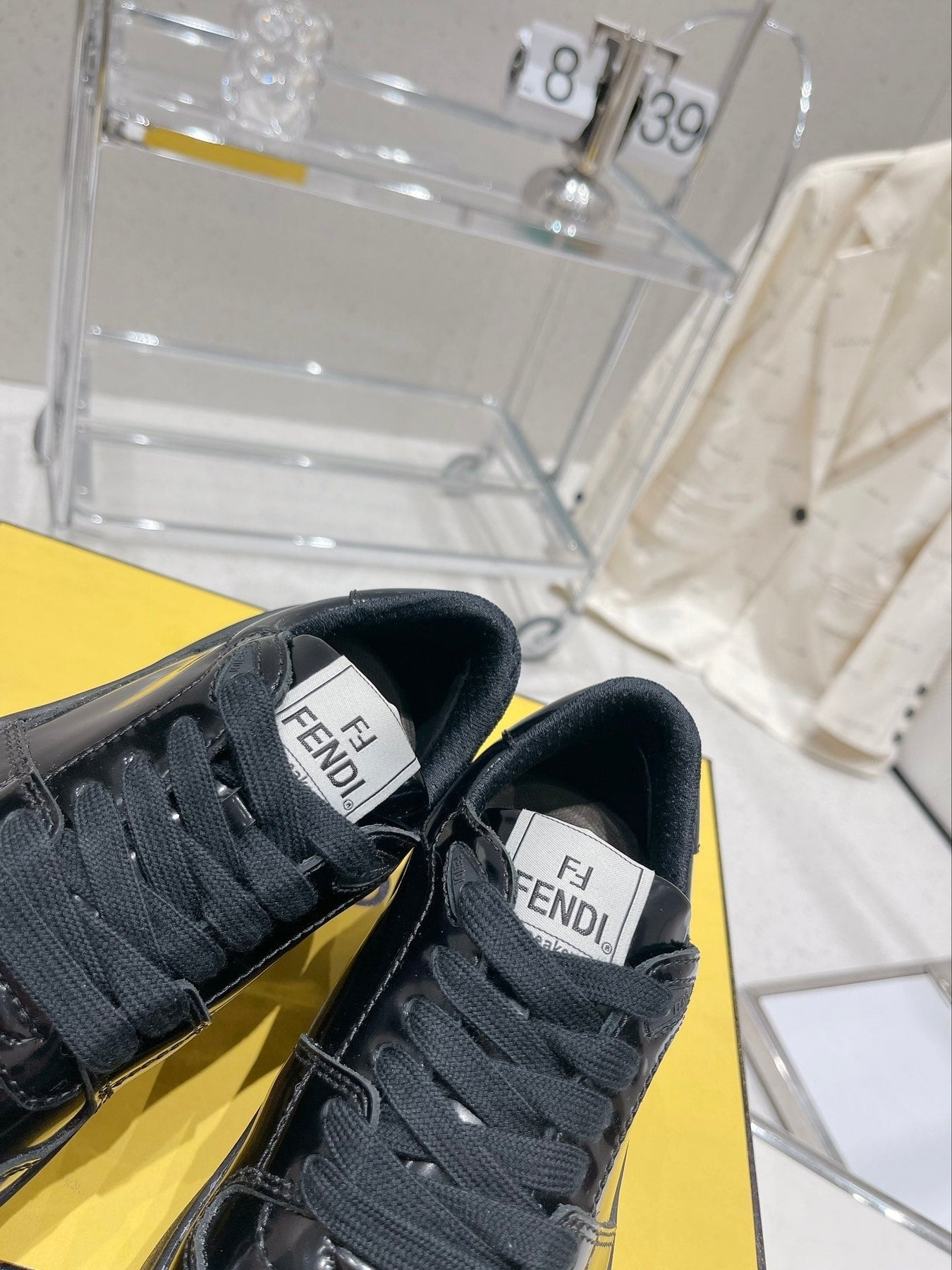 FENDI LOW-TOP TRAINER IN BLACK CALFSKIN