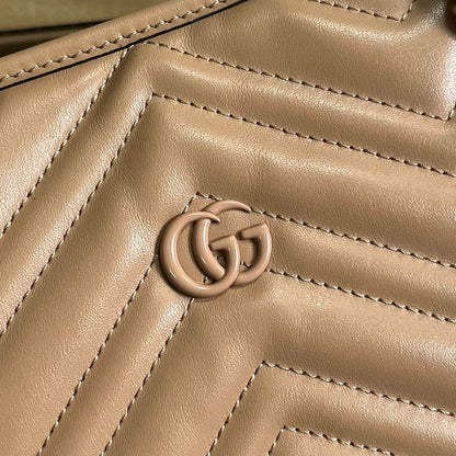 GG MARMONT LARGE 38 TOTE IN BEIGE CAMEL CALFSKIN