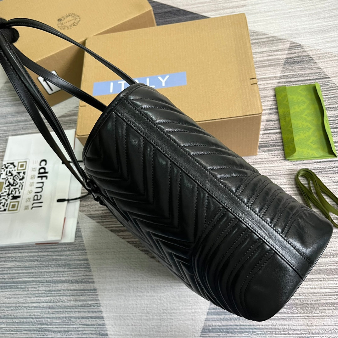 GG MARMONT LARGE 38 TOTE IN BLACK CALFSKIN