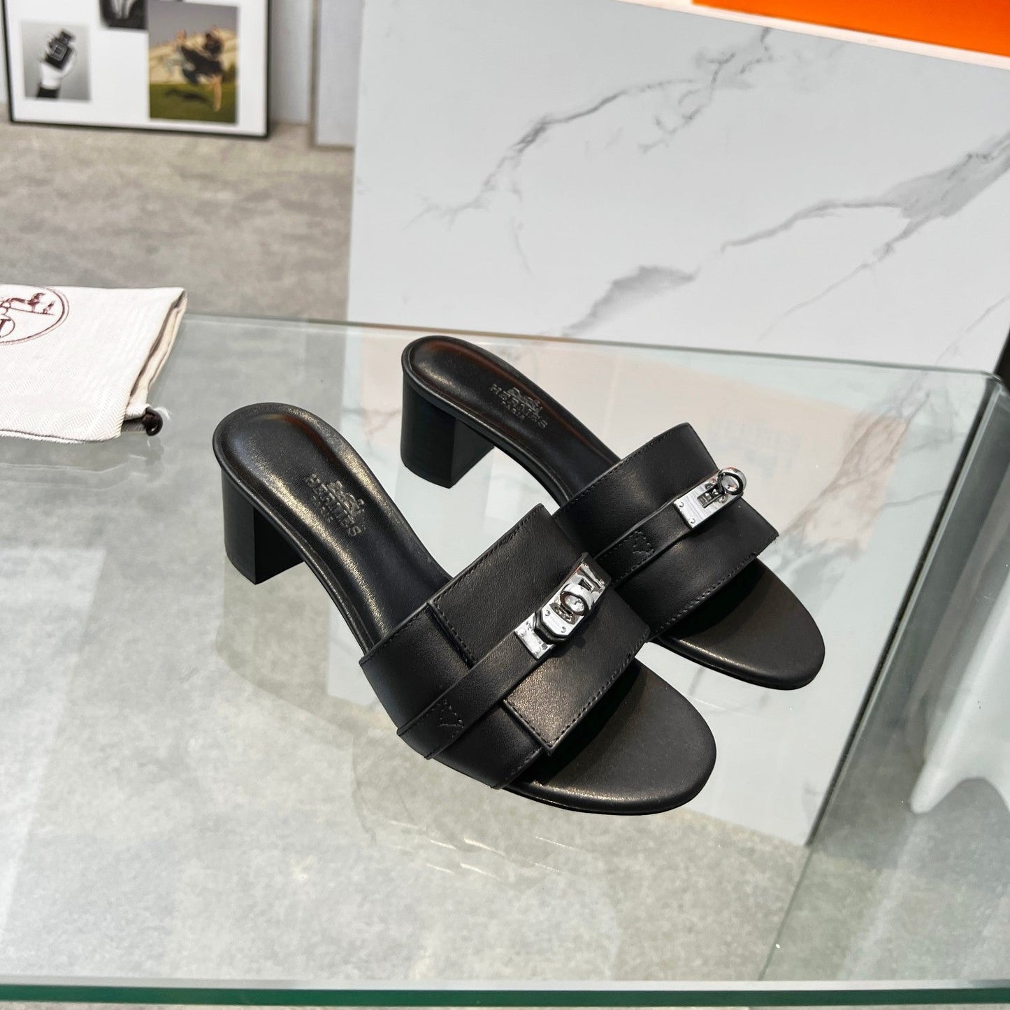 Gigi 50 Sandal Black Calfskin