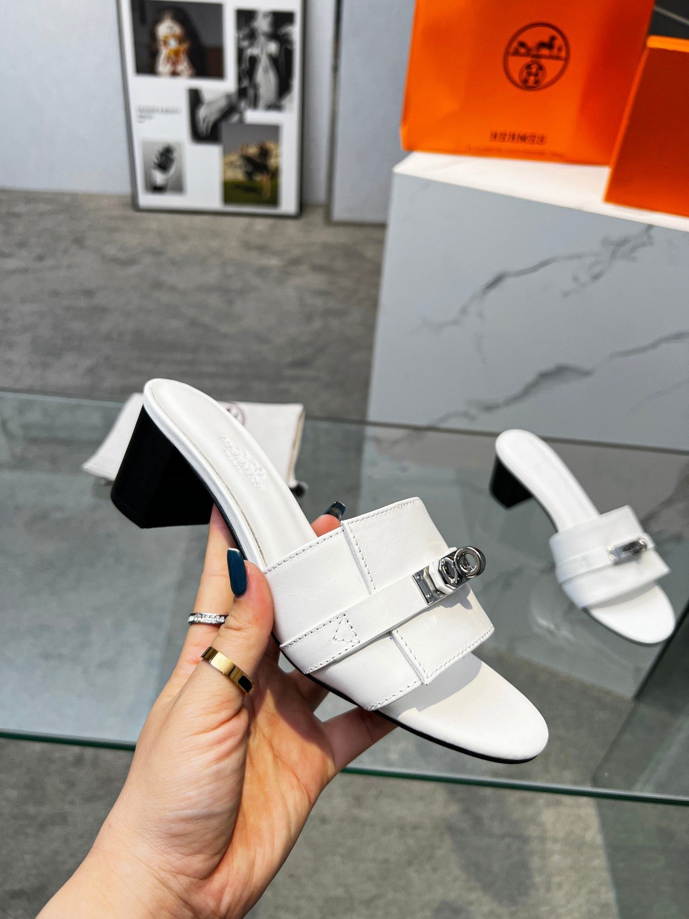 Gigi 50 Sandal White Calfskin