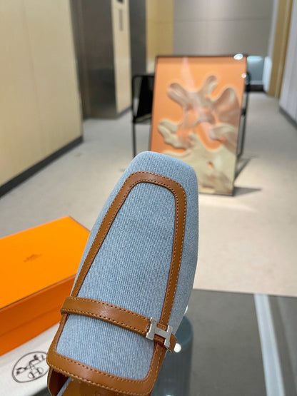 GROUPIE MULE TAWNY MIX SKY LAMBSKIN