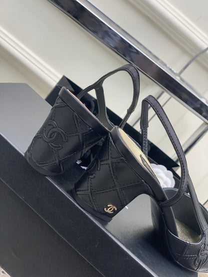 HIGH SLINGBACKS 65 BLACK CALFSKIN