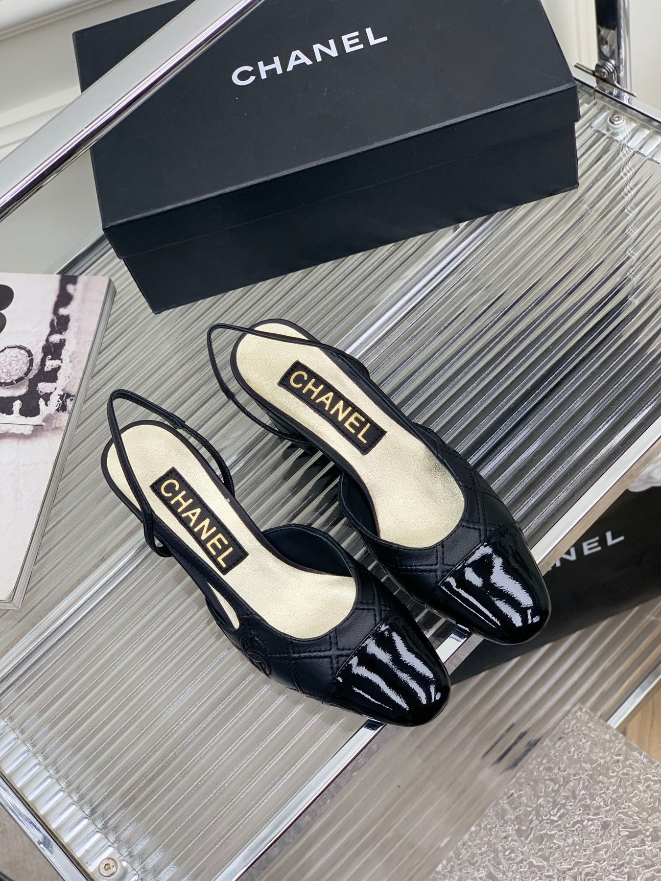 HIGH SLINGBACKS 65 BLACK CALFSKIN