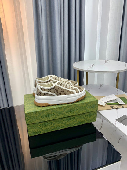 GG SNEAKER FLATFORM LIGHT BROWN CANVAS